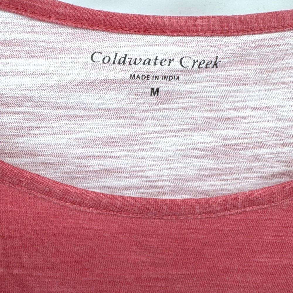 Nautical Coastal Top Medium Red White Blue Striped 3/4 Sleeve 4th of July Shirt - Picture 6 of 7